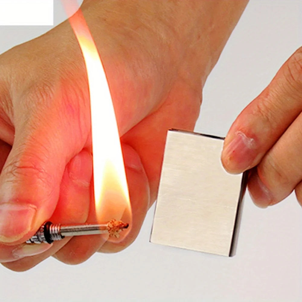 12 Pieces Metal Permanent Match Fire Starter Keychain Set