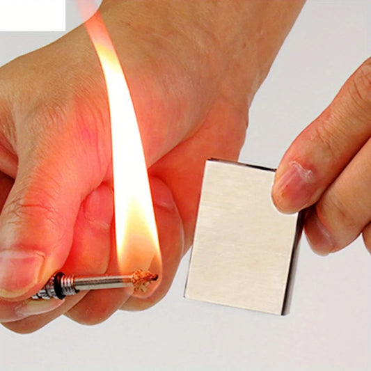 12 Pieces Metal Permanent Match Fire Starter Keychain Set