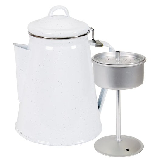 Enamel Percolator Coffee Pot 8 Cup with Basket for Camping