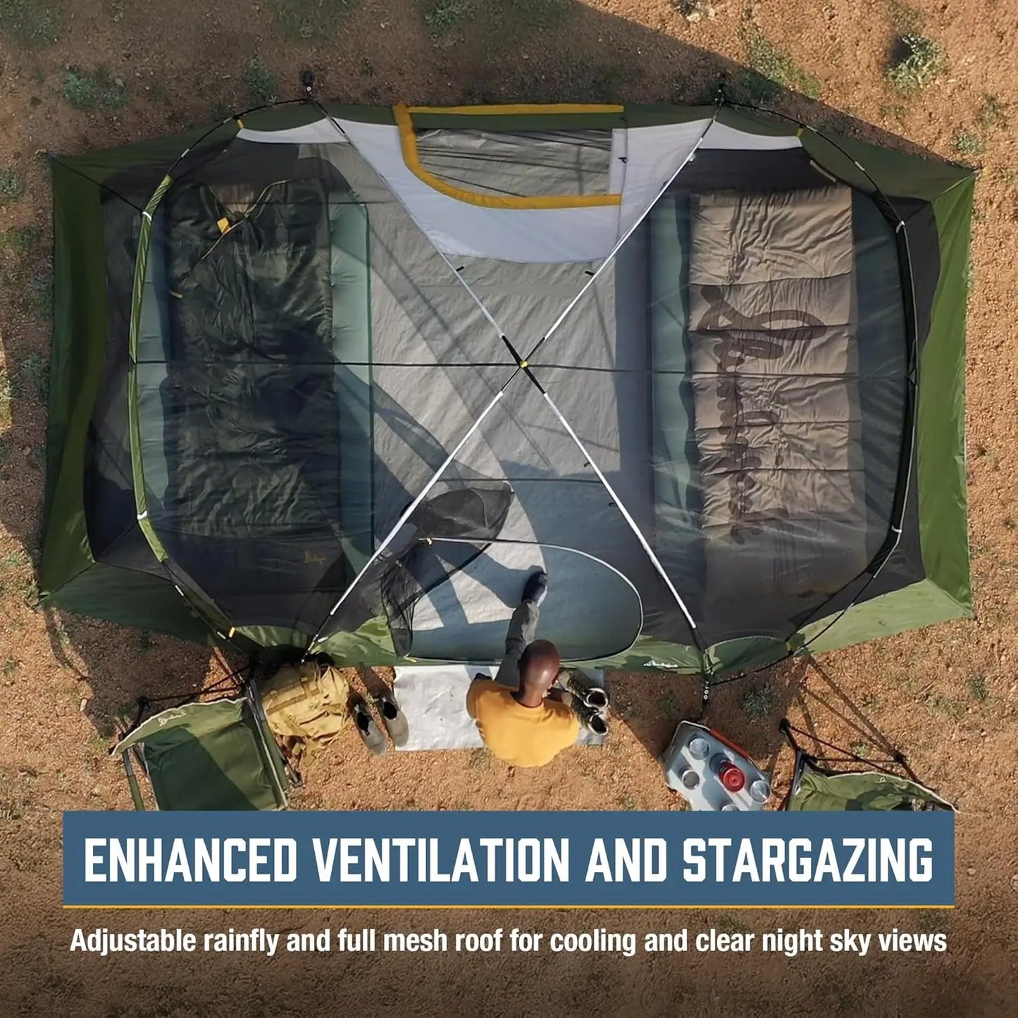 Family Camping Tent with Two Rooms and Vestibule