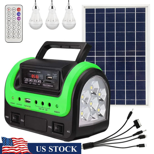 Portable Solar Power Station with Flashlight & USB DC Outputs