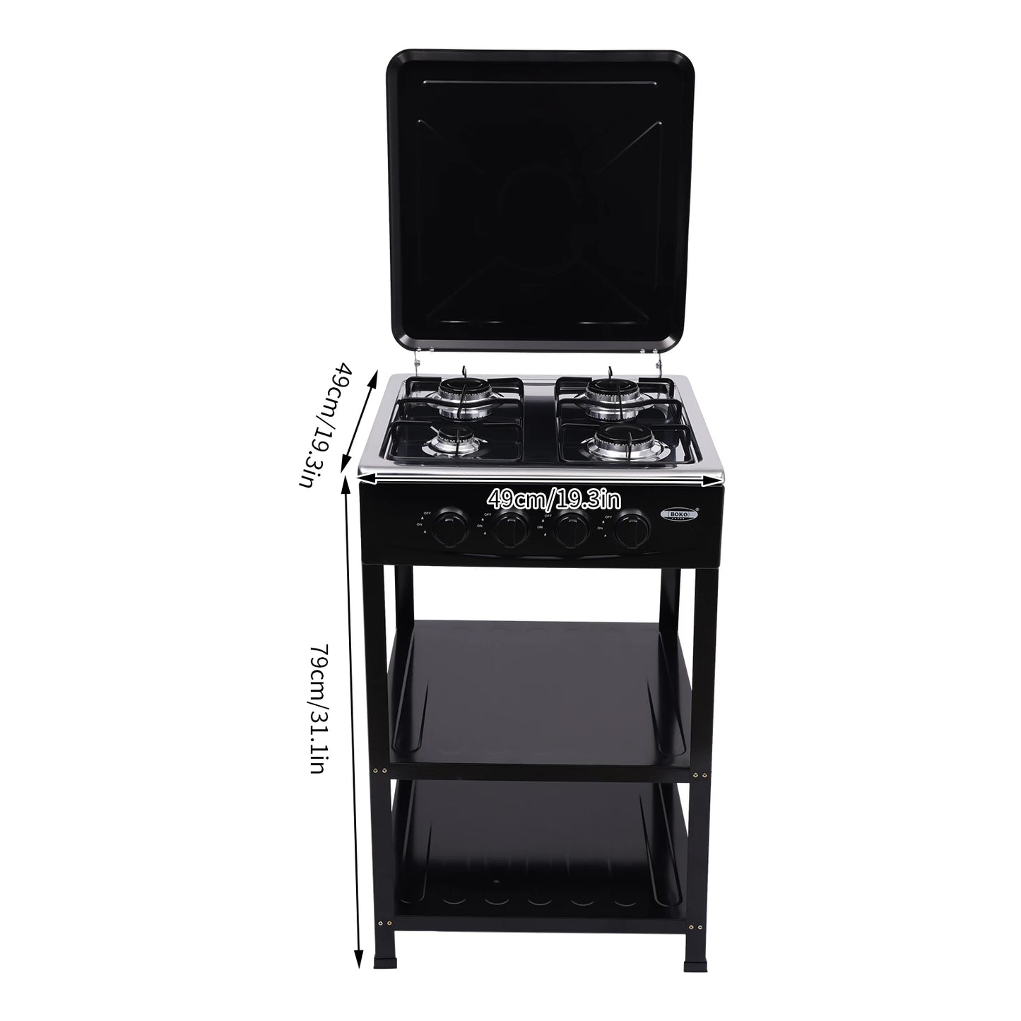 4 Burner Portable Gas Stove with Wind Shelter for Outdoor Cooking and Camping