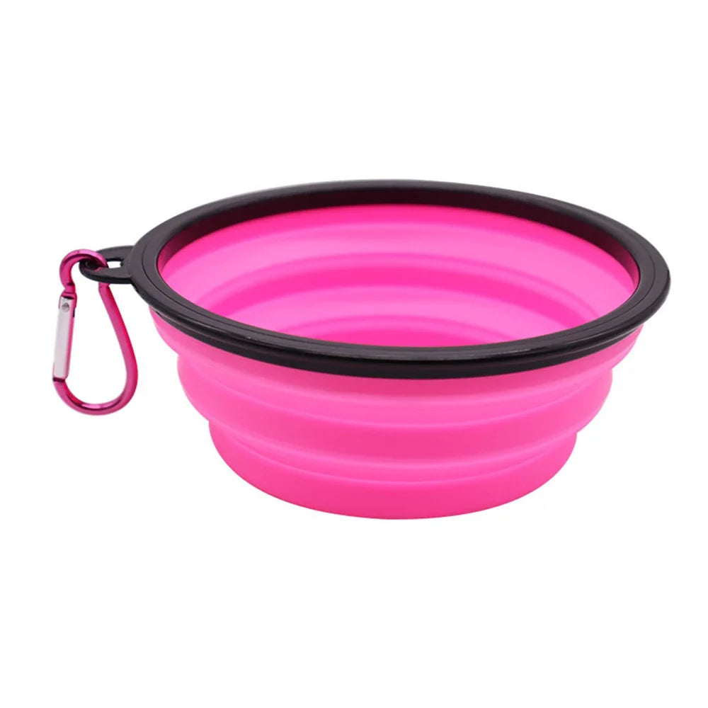 Outdoor Portable Collapsible Silicone Pet Bowl with Hanging Hook