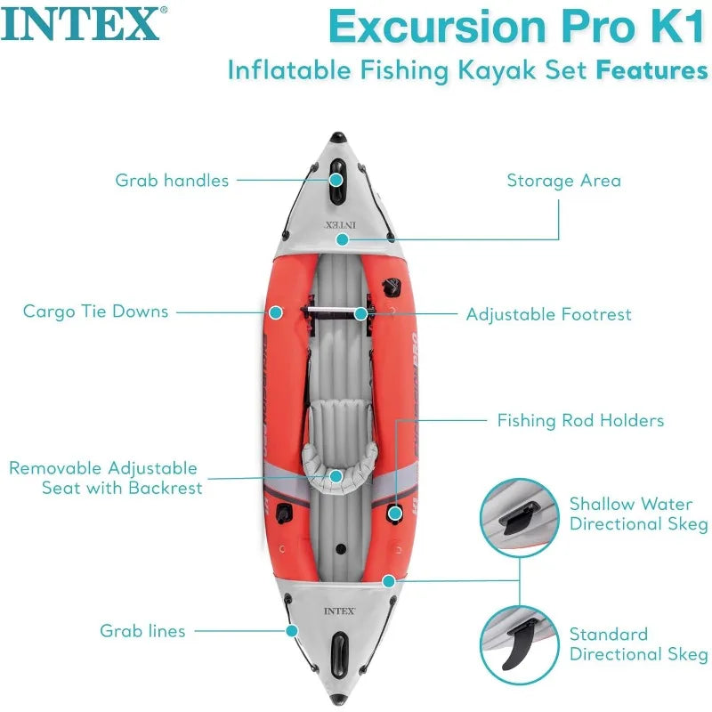Inflatable Single Seat Kayak Set with Pump and Paddle