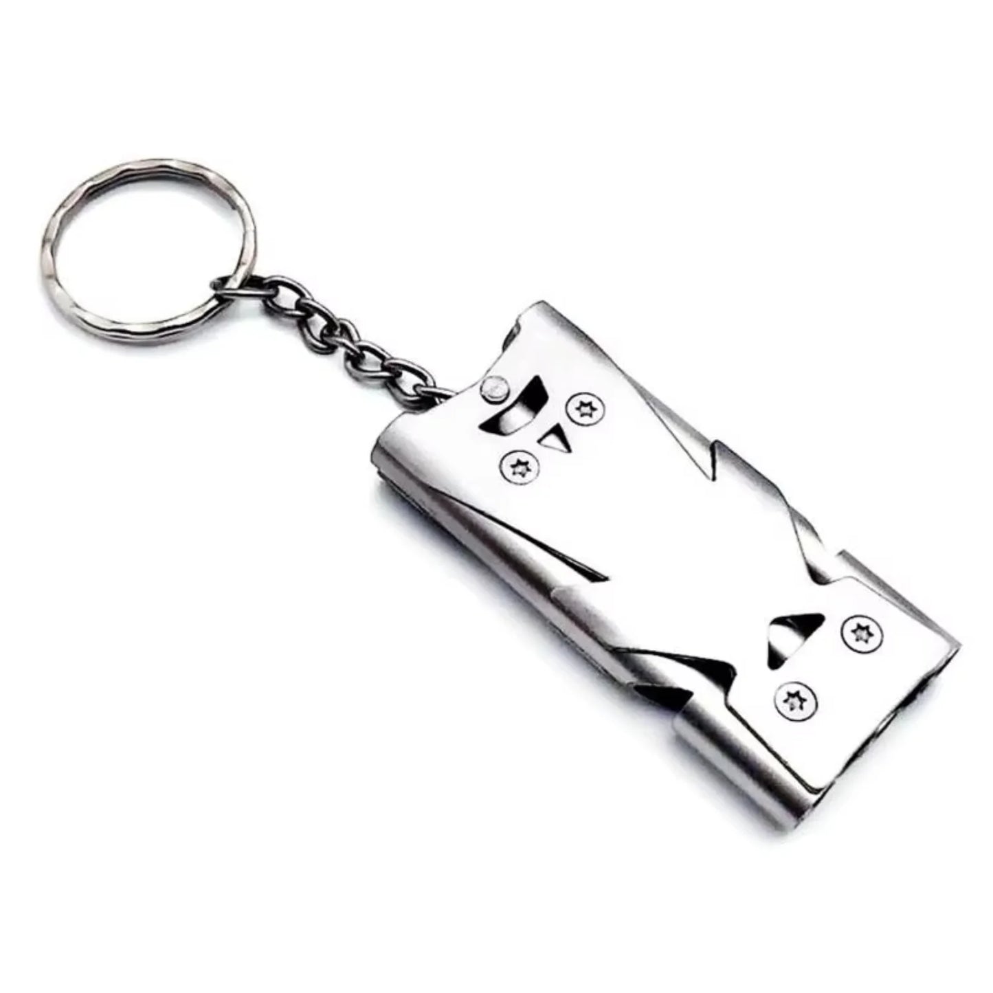 Portable 180dB Triple Pipe Stainless Steel Survival Whistle with Keychain