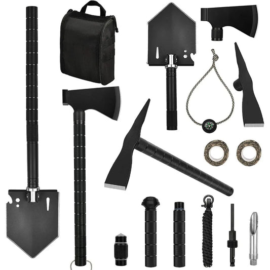 Camping Axe, Military Spade, Folding Off-Roading Tool Kit, for Camping, Hiking, Metal Detecting, Emergency Outdoor