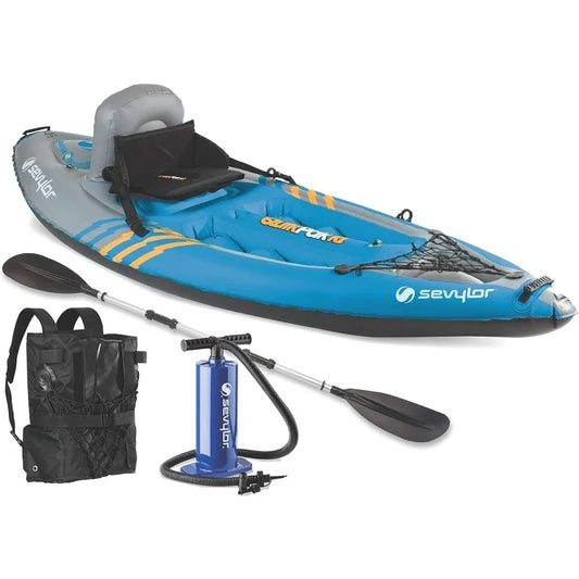 1 Person Inflatable Kayak with Backpack and Quick Setup