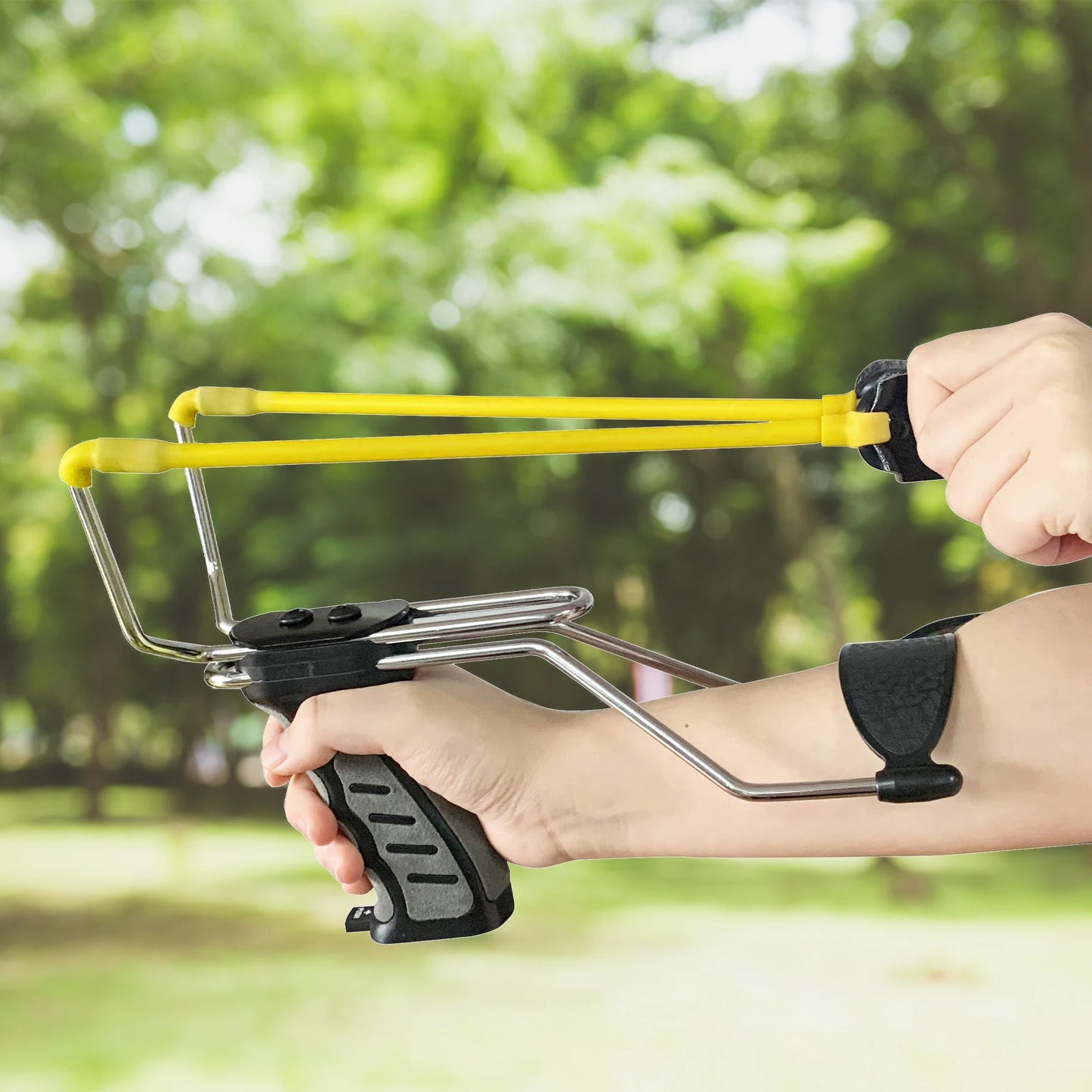 Folding Rubberized Slingshot with Auto Feed and Wrist Support for Adults