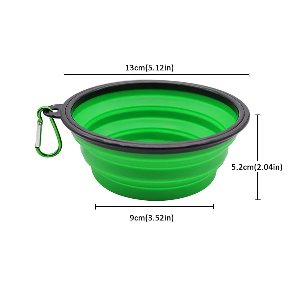 Outdoor Portable Collapsible Silicone Pet Bowl with Hanging Hook