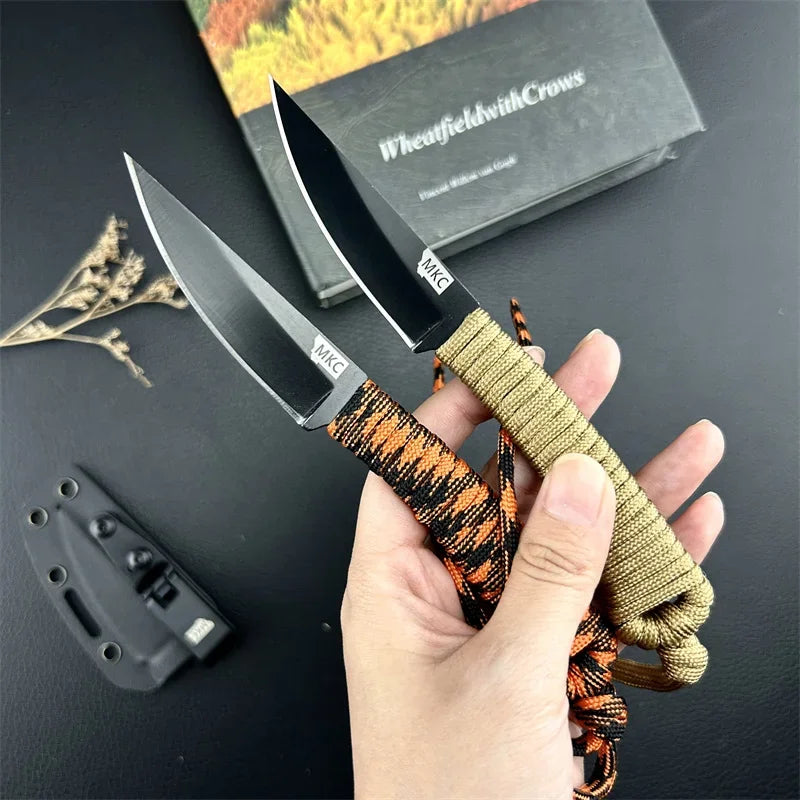 Fixed Blade Survival Knife with Nylon Rope Handle
