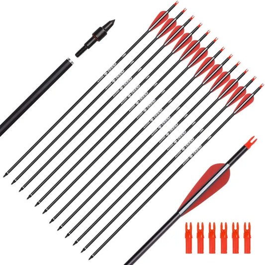Carbon Hunting Arrows for Compound Bows 26 to 30 Inch Pack of 6 or 12