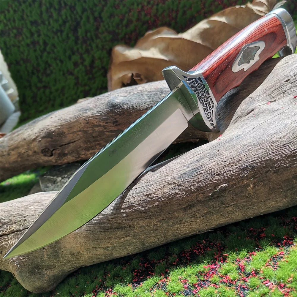 Fixed Blade Camping Knife with Wood Handle