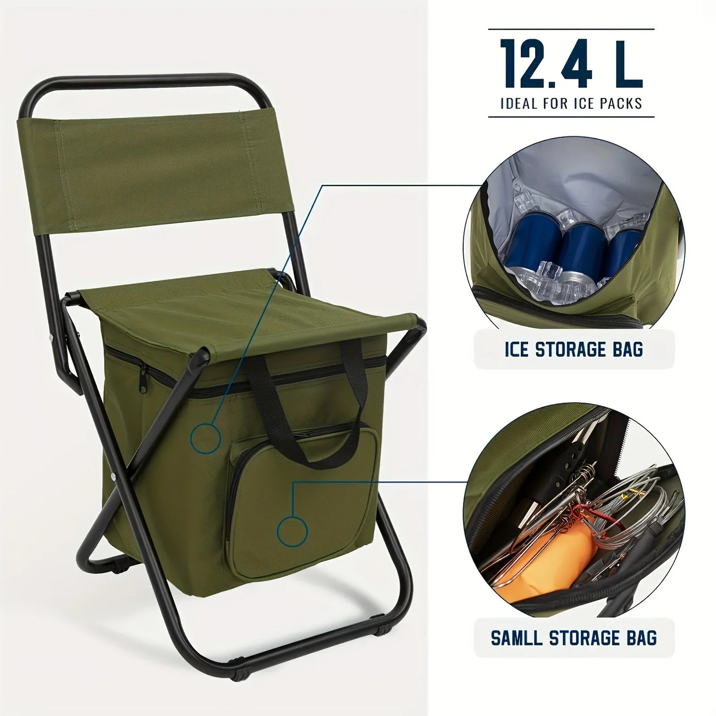 Fundango Lightweight Foldable Fishing and Camping Chair with Backrest