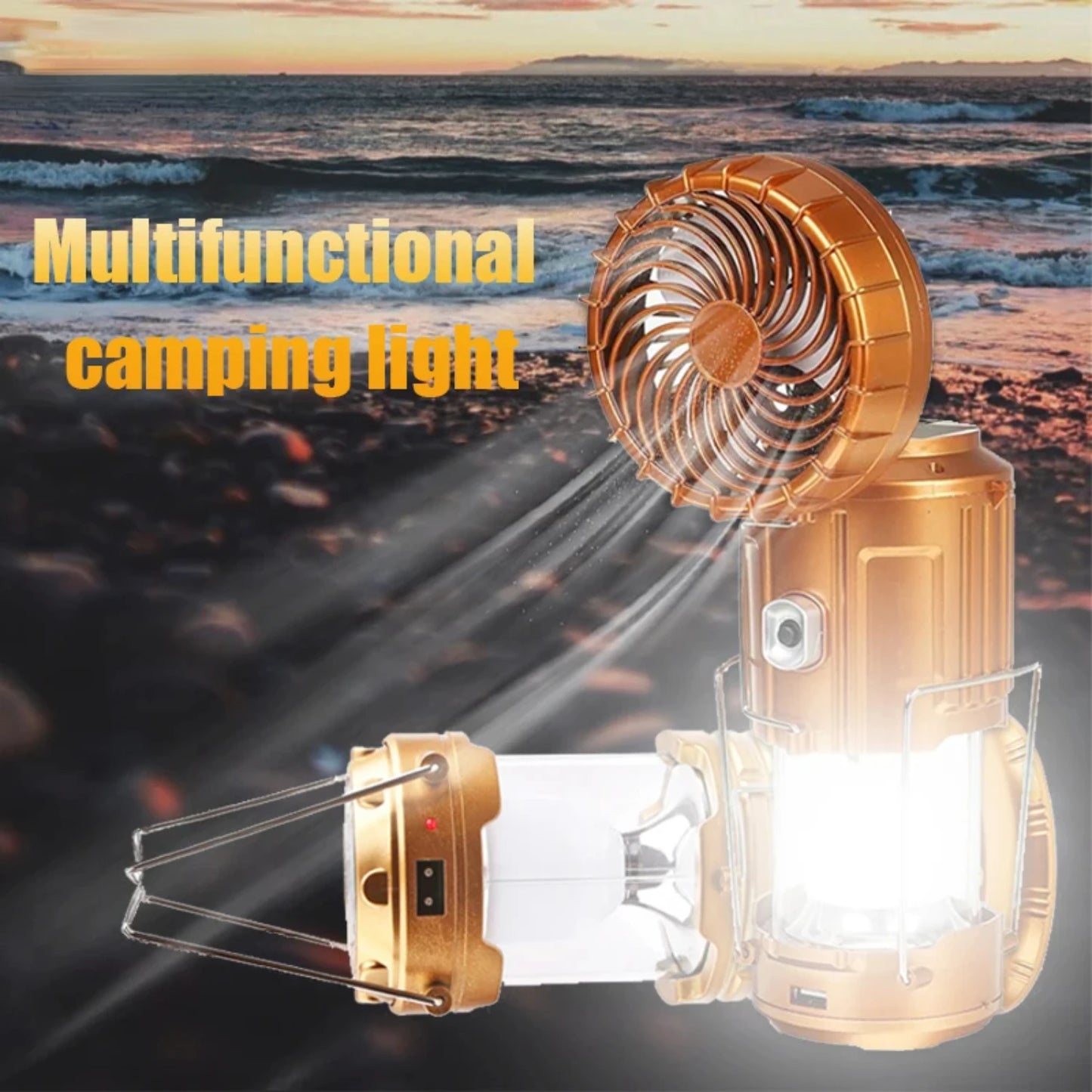 Rechargeable Solar Power Camping Light Fan Lantern