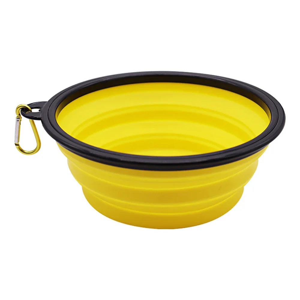 Outdoor Portable Collapsible Silicone Pet Bowl with Hanging Hook