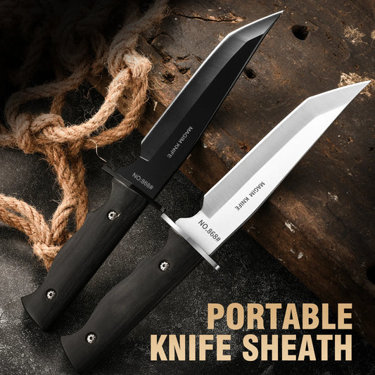 1 pc Fixed Blade Camping Knife with Leather Sheath