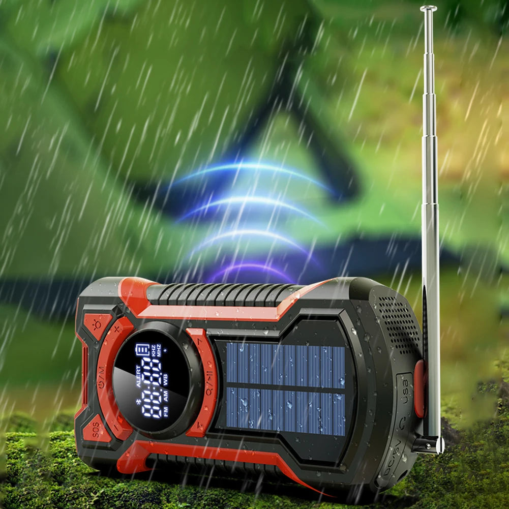 Emergency Solar Hand Crank Radio with Flashlight and Power Bank