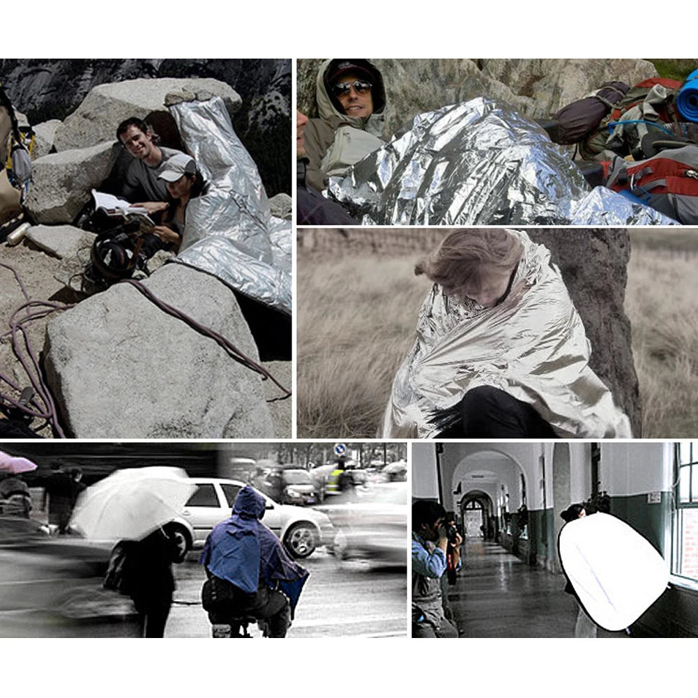 Emergency Thermal Foil Blanket Retains Body Heat