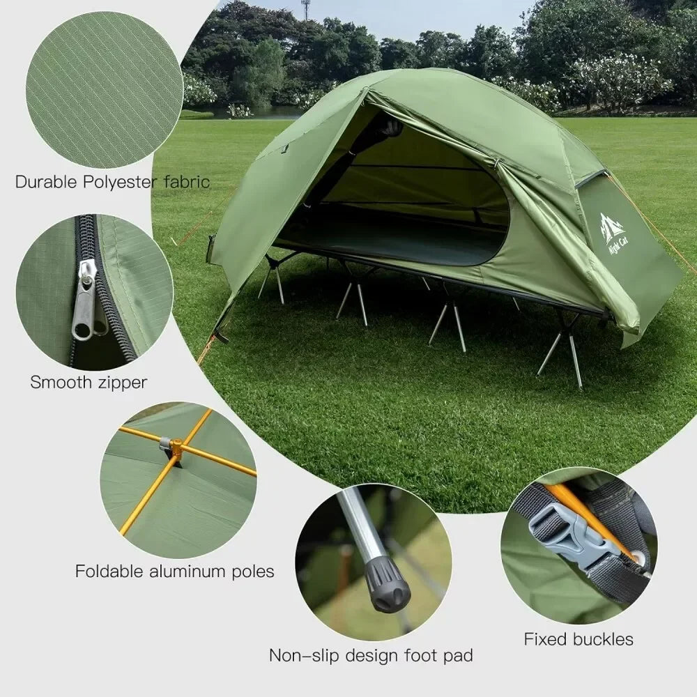 Waterproof 1 Person Off Ground Camping Cot Tent Combo