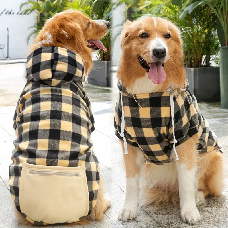 Reversible Plaid Dog Winter Coat Warm Pet Jacket for Small to Large Dogs