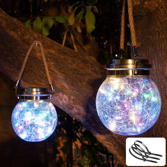 2-Pack Solar Cracked Glass Lanterns with 30 LEDs