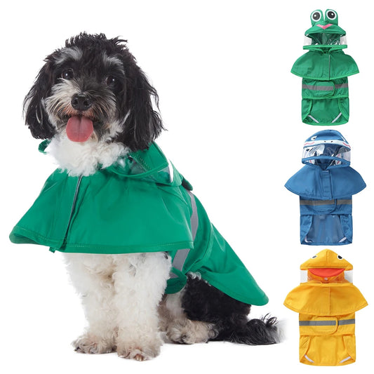 Reflective Waterproof Hooded Dog Raincoat for Large Dogs