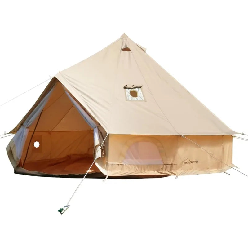 4 Season Canvas Bell Tent with 2 Stove Jacks, Yurt Tent for All Year Living for 4 People