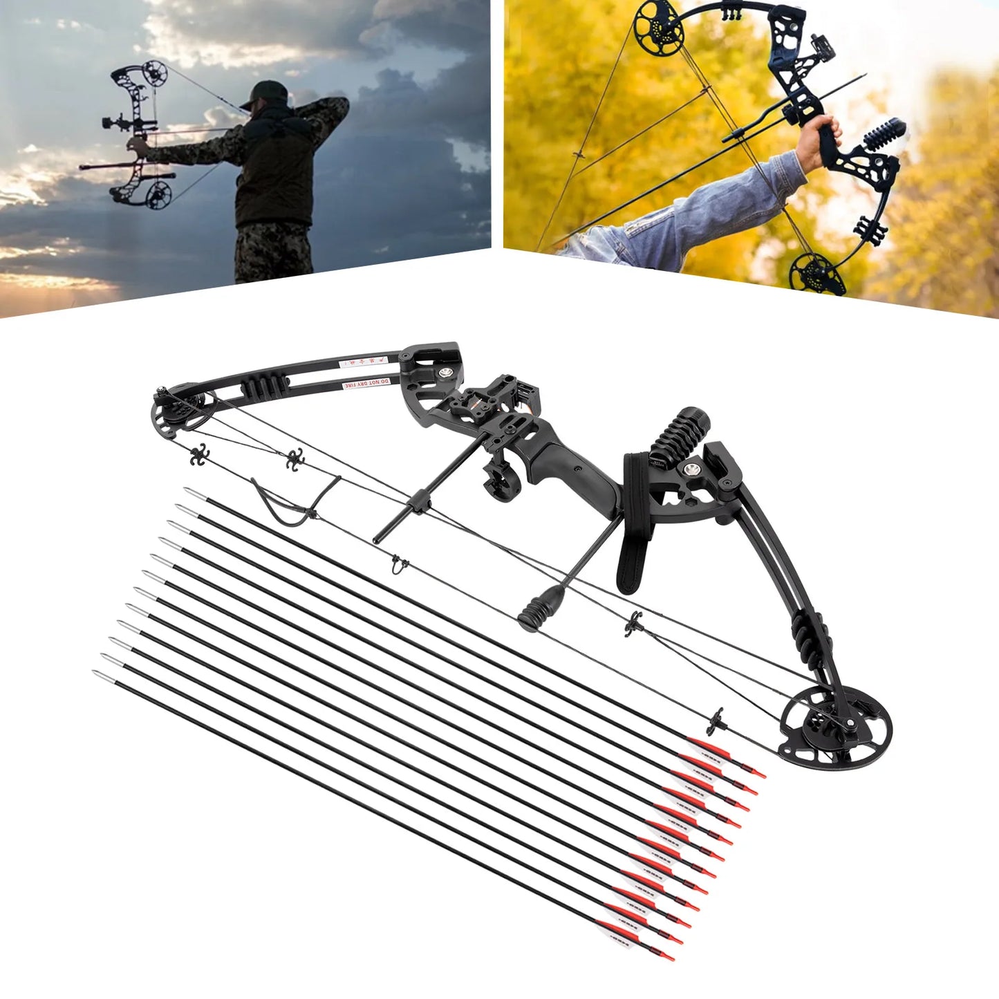 Compound Bow Recurve Bow w/ 12x Arrows Set Right Hand archery tool for Hunting, Training, or outdoor competition