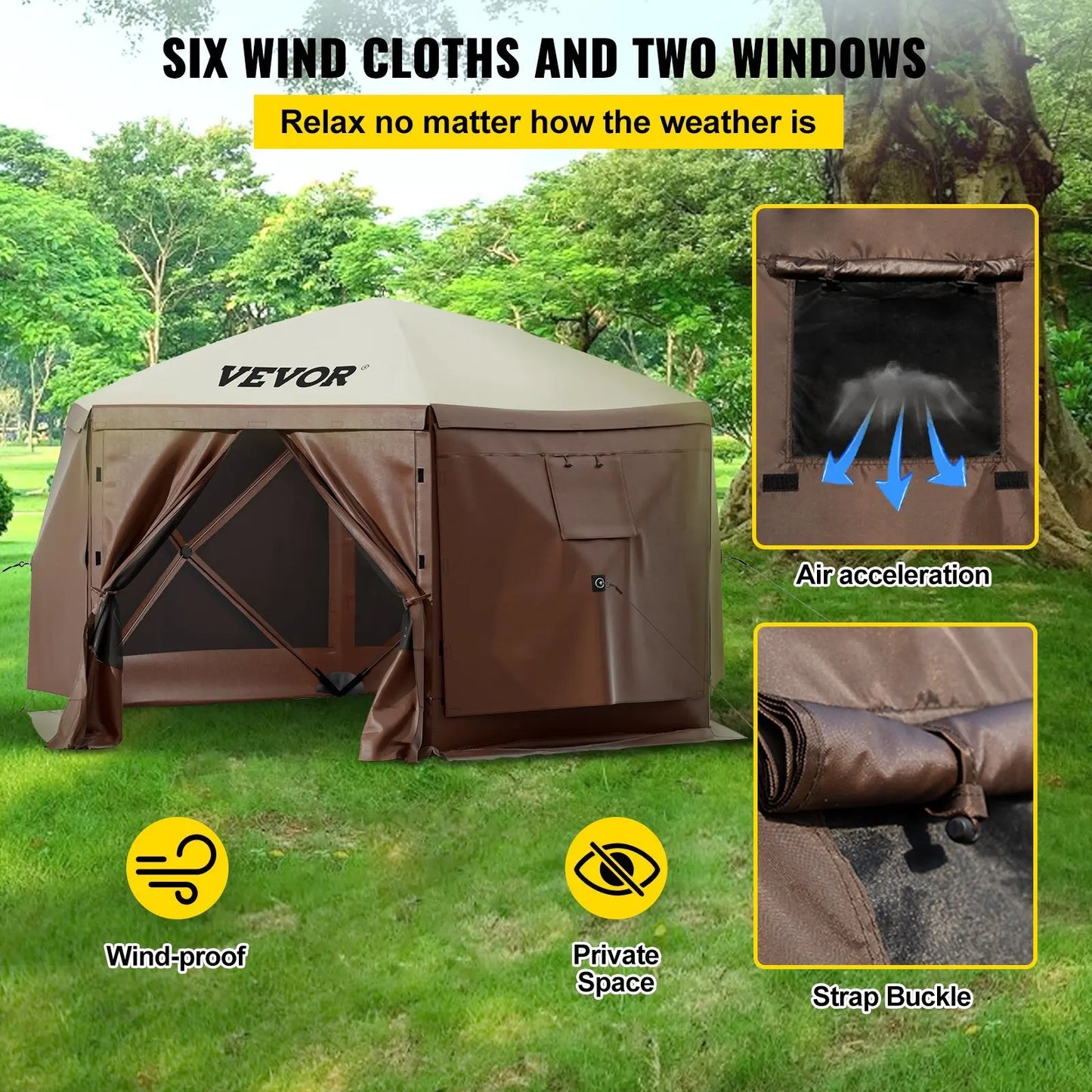 Waterproof 8 Person Pop Up Camping Gazebo Tent