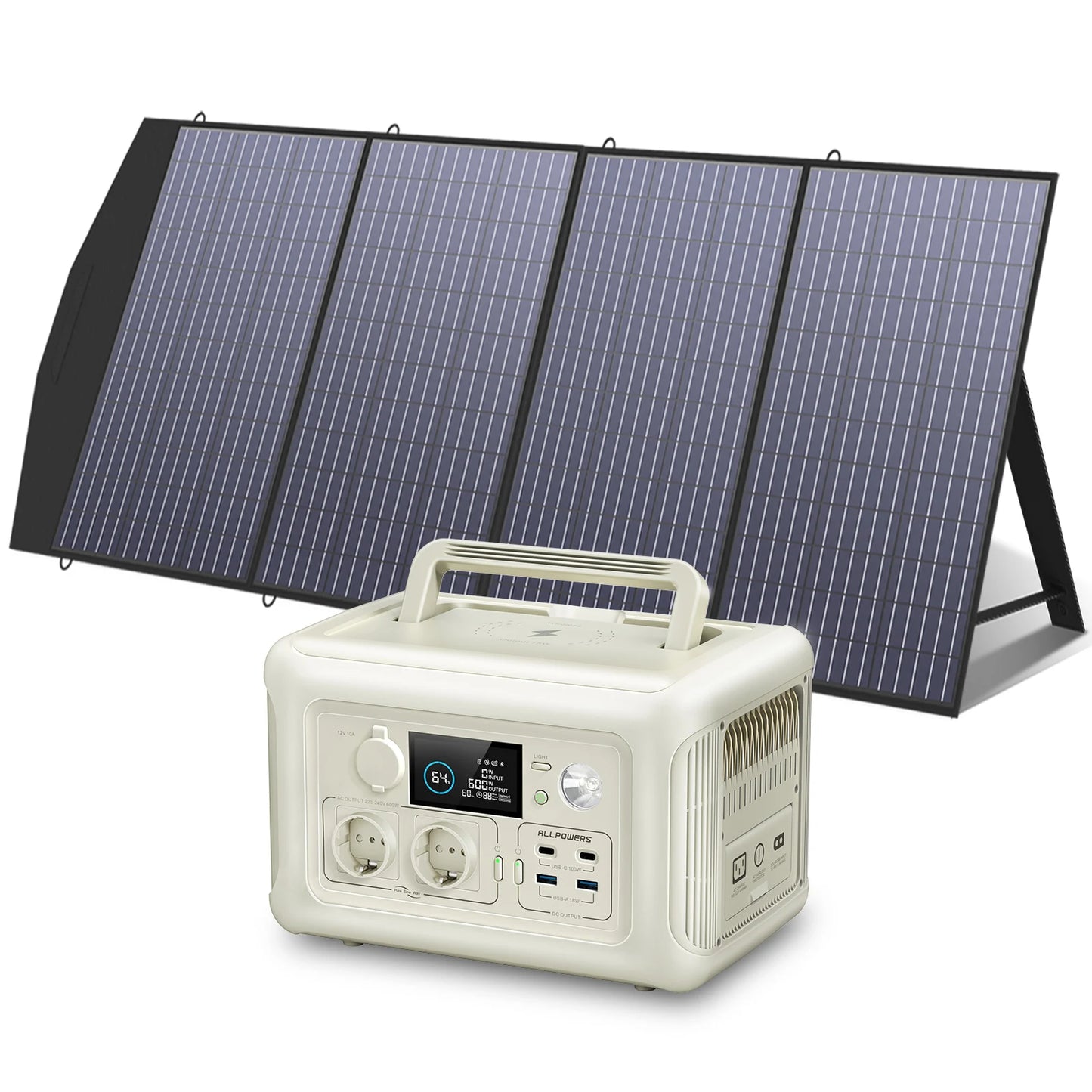 ALLPOWERS Portable Power Station w/Included Solar Panel 299Wh Pure Sine Wave Solar Generator for Camping & Backup