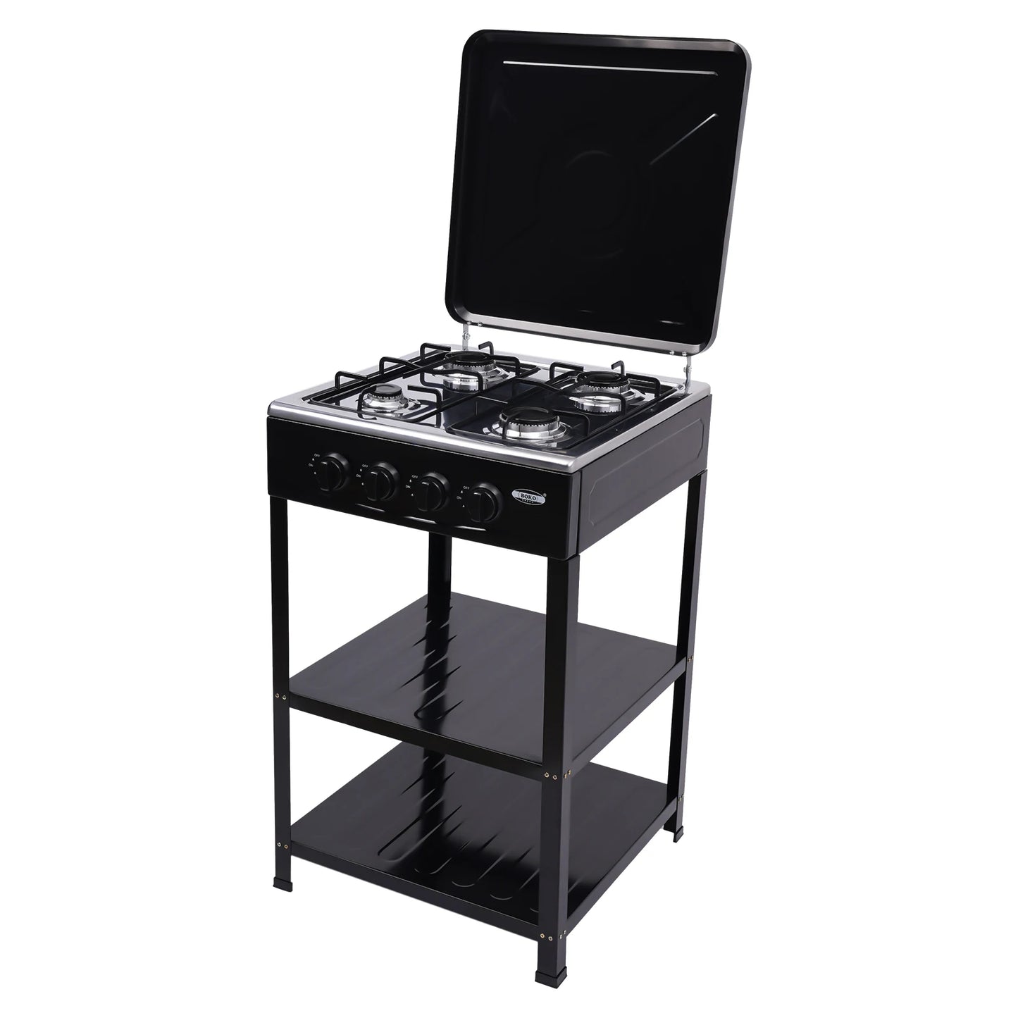 4 Burner Portable Gas Stove with Wind Shelter for Outdoor Cooking and Camping