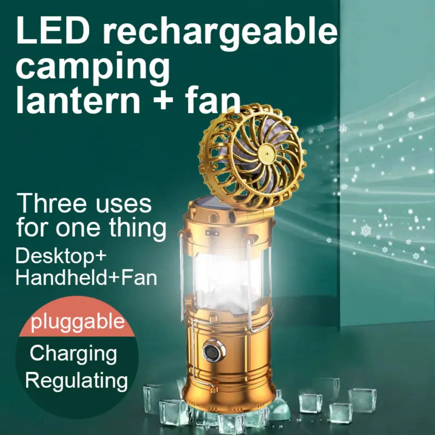 Rechargeable Solar Power Camping Light Fan Lantern