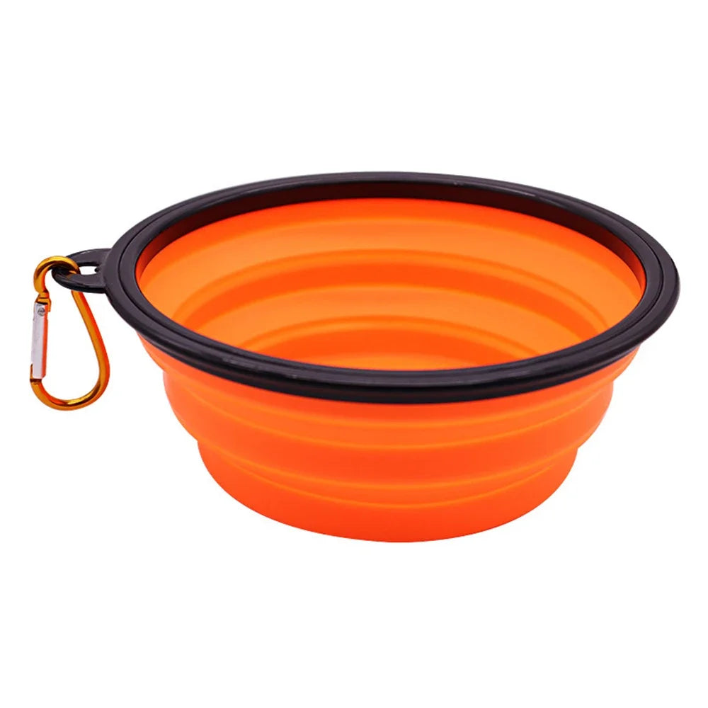 Outdoor Portable Collapsible Silicone Pet Bowl with Hanging Hook