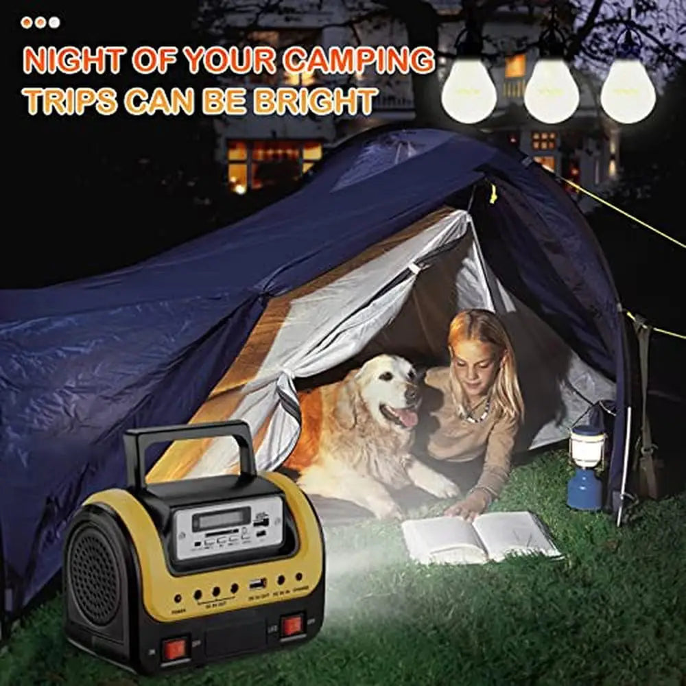 Portable Solar Powered Generator Station with Panels and LED Flashlight