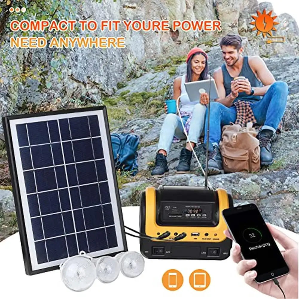 Portable Solar Powered Generator Station with Panels and LED Flashlight