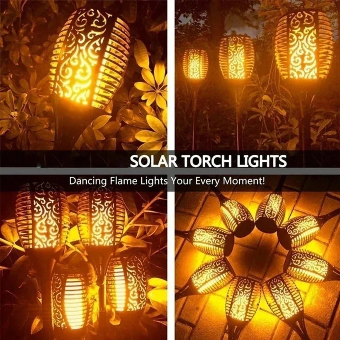 1, 2 or 4 Outdoor Waterproof Solar Torch Lights LED Flickering Flame Lamps