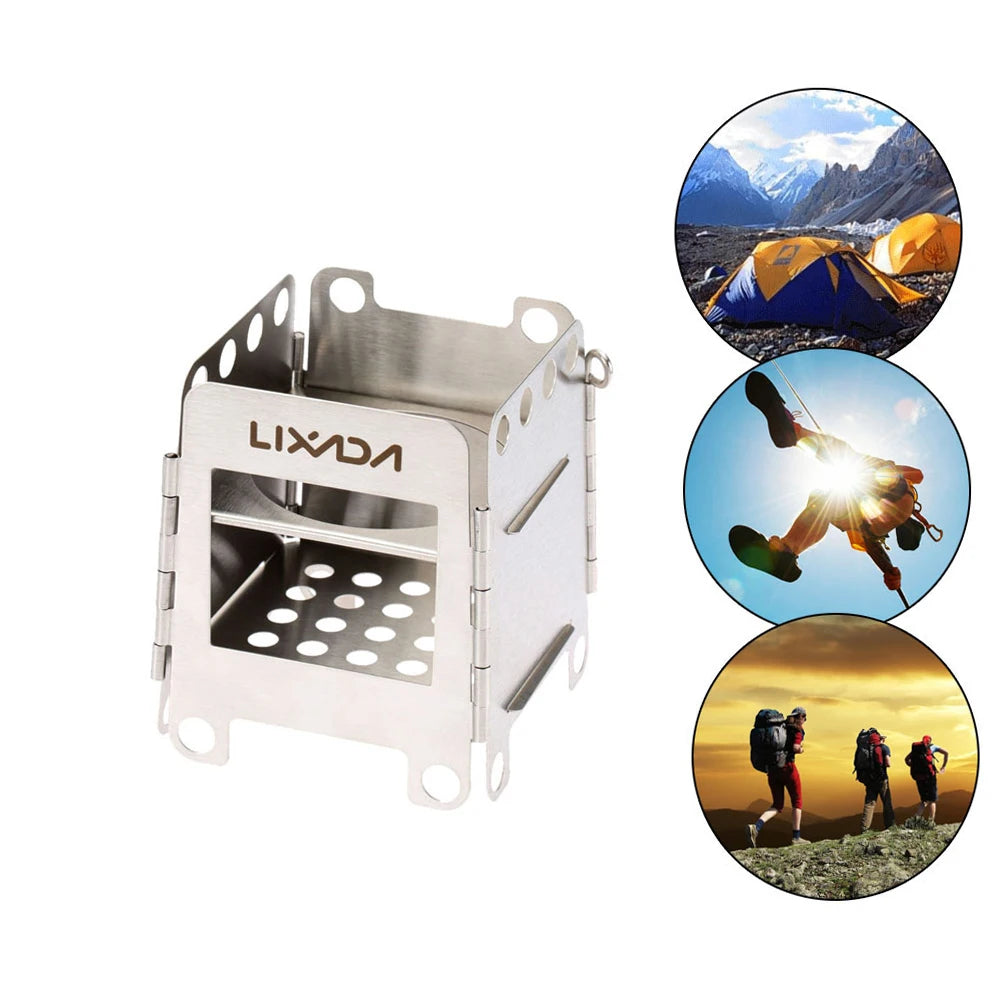 Lightweight Folding Titanium Wood Burning Stove for Camping and Backpacking