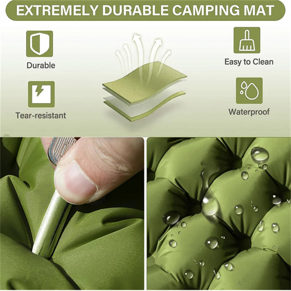 Double Camping Air Mattress with Pillow and Foot Pump