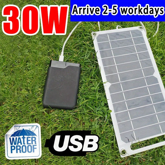 Portable 30W USB Solar Panel Charger for Phones and Power Banks