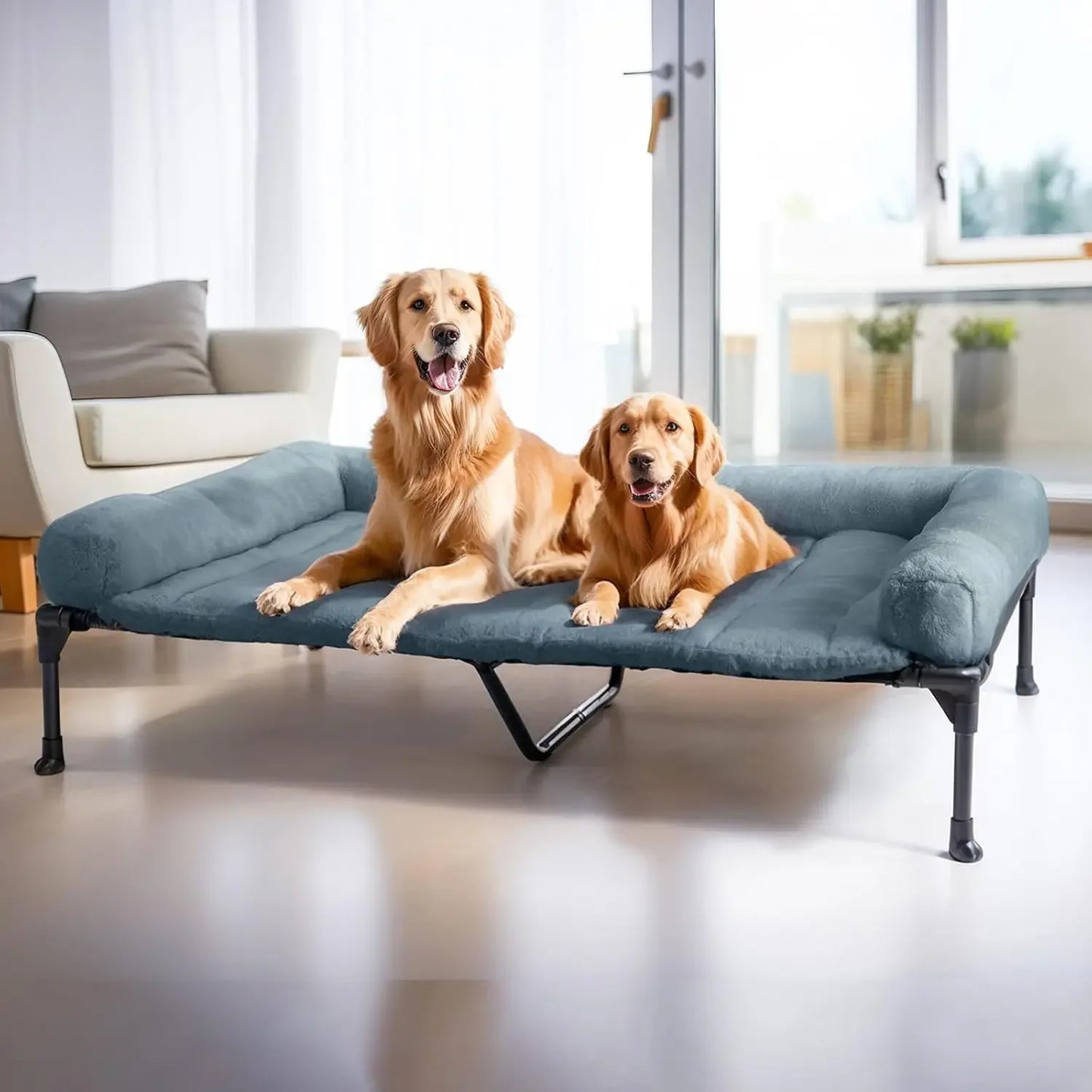 Cooling Elevated Dog Bed + Removable Deluxe Plush Pillow Cushion