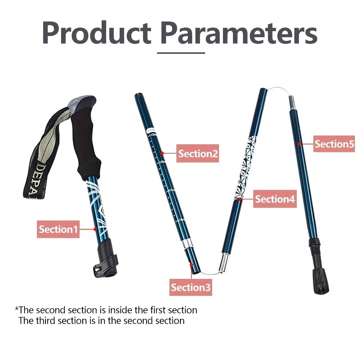 Lightweight Collapsible Trekking Poles for hiking - Adjustable Walking Sticks for men & for women