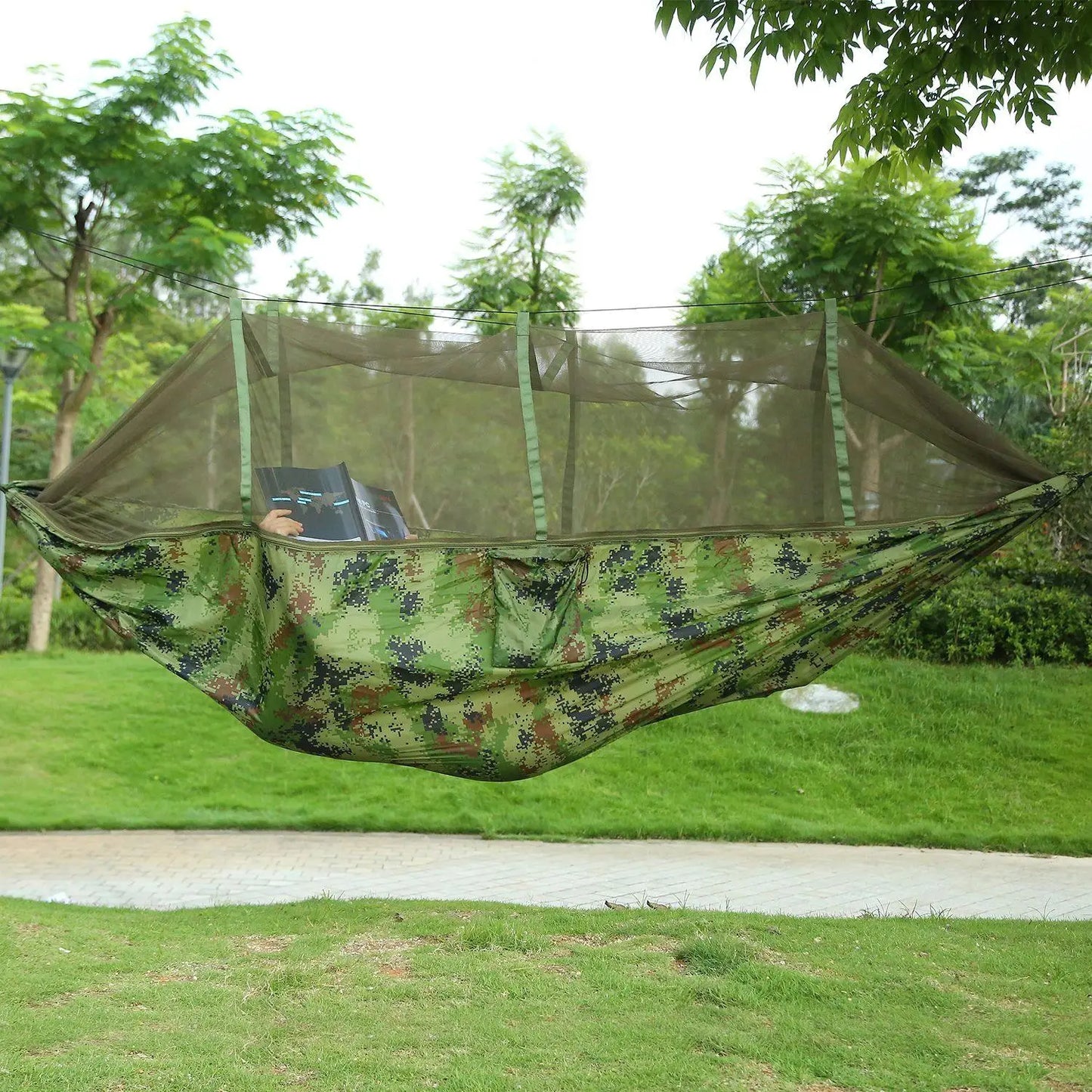 Double Camping Hammock with Mosquito Net & Carry Bag Supports 600 lbs